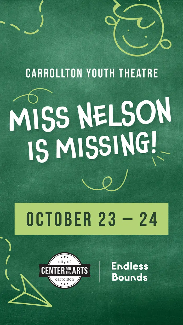 web graphic for Youth Theatre Miss Nelson is Missing Octover 23-24